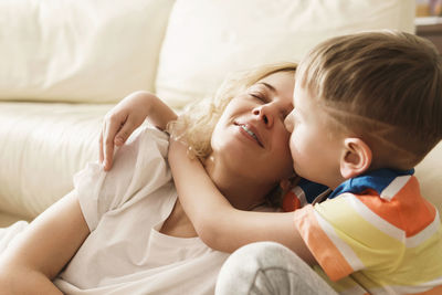 Mother and daughter at home