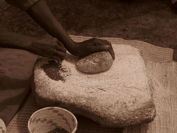 Close-up of person preparing food