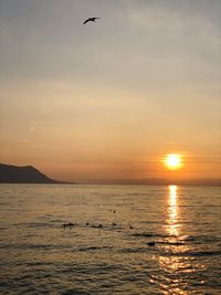 View of sea against sky during sunset