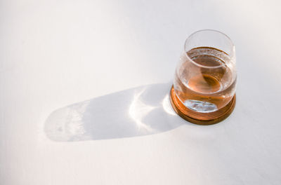 High angle view of tea cup on table