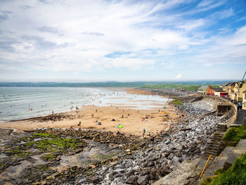 High angle view of beach against sky