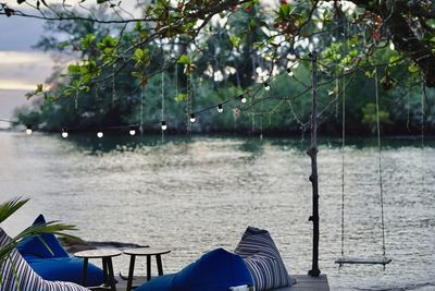 Scenic view of lake against trees