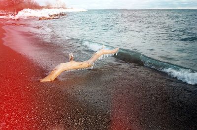 Woman swimming in sea