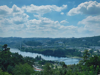 High angle view of bridge against sky