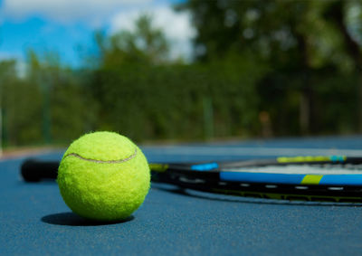 Close-up of green ball on table