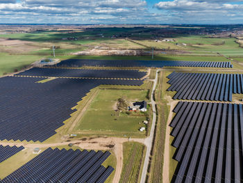 Aerial photo of the 340 ha big solarpark at hjolderup, west of aabenraa