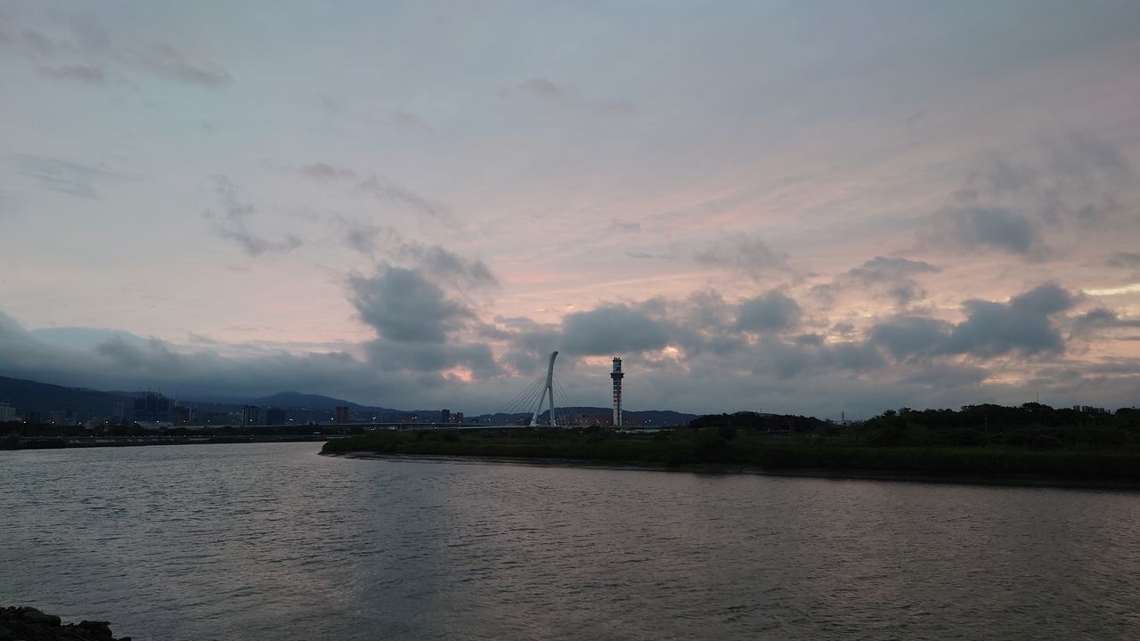 sky, water, cloud, morning, dusk, reflection, environment, horizon, sea, industry, nature, factory, architecture, power generation, beauty in nature, built structure, reservoir, bay, no people, scenics - nature, environmental issues, sunrise, shore, pollution, outdoors, tranquility, smoke stack, business finance and industry, building exterior, landscape, technology, social issues, coast