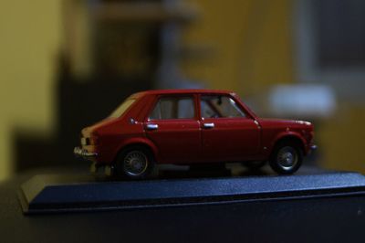 Close-up of toy car on table