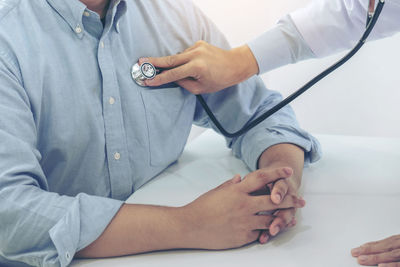 Cropped image of doctor treating patient