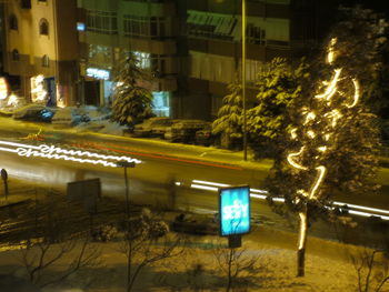 View of illuminated city at night