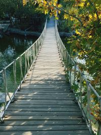 View of footbridge over river