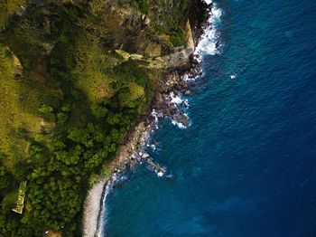 High angle view of rocks on beach