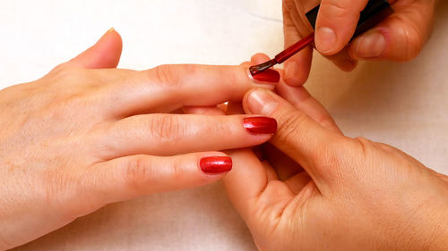 Close-up of couple hands