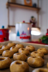 Close-up of christmas cookies on table