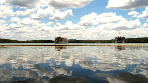 Scenic view of lake against sky