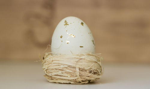 Close-up of eggs on table