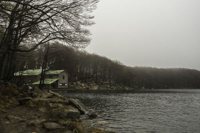 Scenic view of lake against clear sky