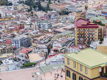 High angle view of buildings in city