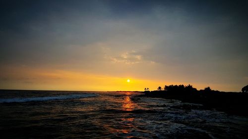 Scenic view of sea at sunset