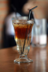 Close-up of coffee in glass