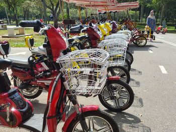 Bicycles parked at roadside