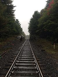 Railroad track at sunset