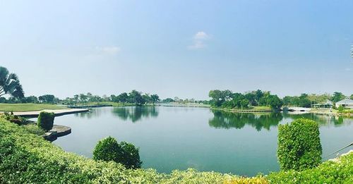 Scenic view of lake against sky