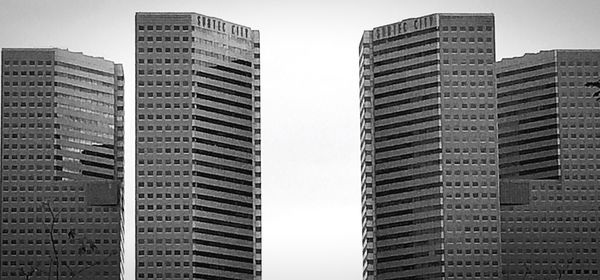 Low angle view of modern office building