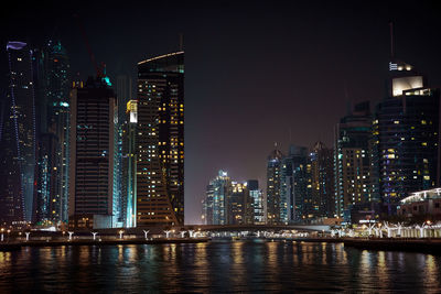 Illuminated city at night