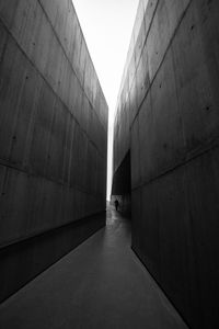 9 october 2019, walking to the light between big walls in vila nova de foz coa archaeology museum.