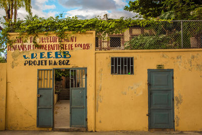 Closed door of building