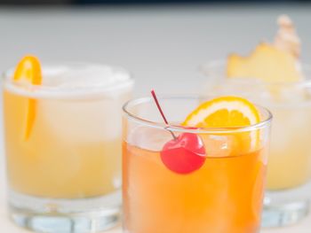 Close-up of drink served on table