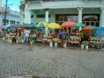 Group of people in front of building