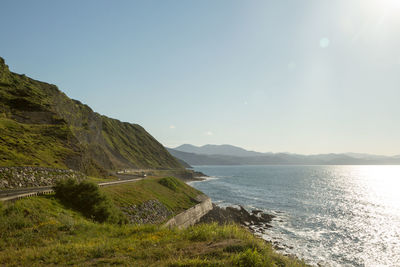 Scenic view of sea against clear sky