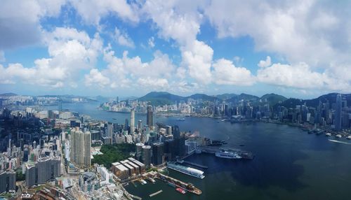 Panoramic view of city at waterfront