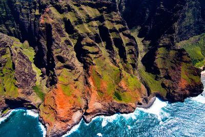 Close-up of rock formation in sea