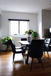 Empty chairs and table at home