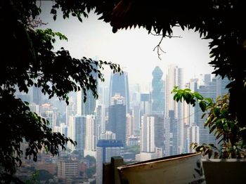 Low angle view of modern buildings against sky