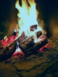 Close-up of bonfire at night