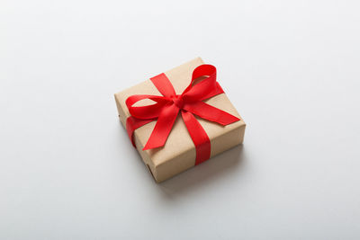 Close-up of gift box on white background
