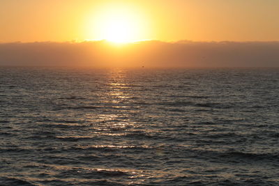 Scenic view of sea at sunset