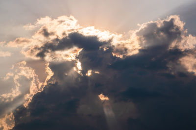 Low angle view of clouds in sky during sunset