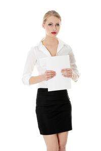 Portrait of a beautiful young woman over white background