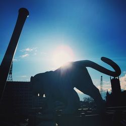 Low angle view of silhouette hand against sky