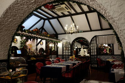 Chairs and tables in restaurant