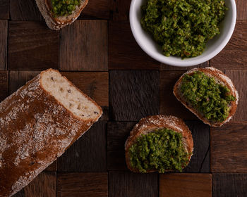 High angle view of food on table