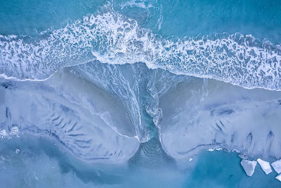 Aerial view of beach during winter