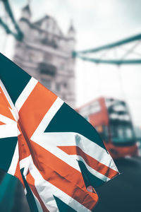 Close-up of flag against sky