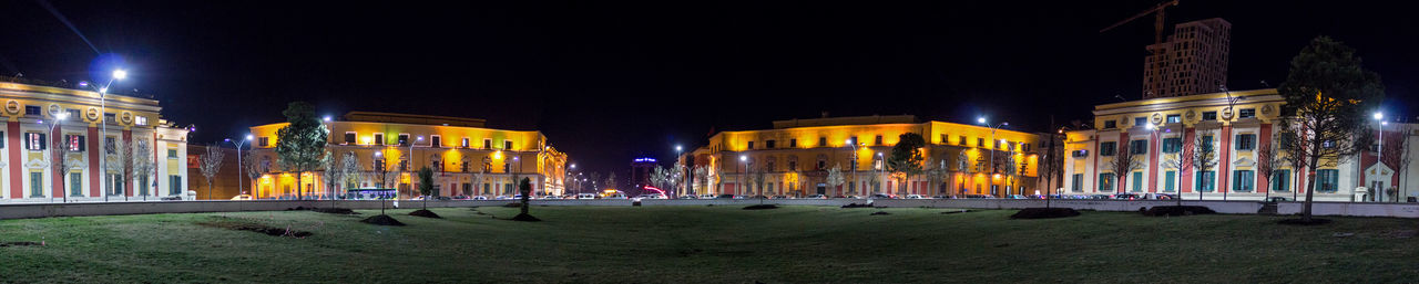 City lit up at night