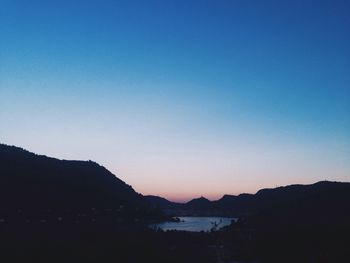 Scenic view of mountains against clear sky